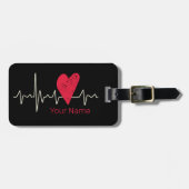 Hartslag Pulse Heart Valentijnsdag of moeder Bagagelabel (Voorkant horizontaal)