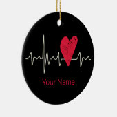 Hartslag Pulse Heart Valentijnsdag of moeder Keramisch Ornament (Rechts)