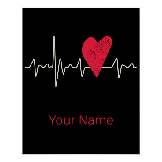 Hartslag Pulse Heart Valentijnsdag of moeder Perfect Poster (Voorkant)