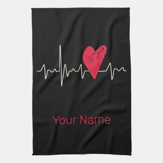Hartslag Pulse Heart Valentijnsdag of moeder Theedoek (Verticaal)