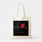 Hartslag Pulse Heart Valentijnsdag of moeder Tote Bag (Achterkant)