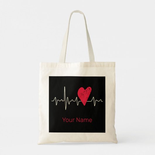 Hartslag Pulse Heart Valentijnsdag of moeder Tote Bag (Achterkant)