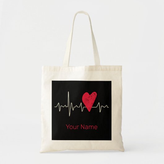 Hartslag Pulse Heart Valentijnsdag of moeder Tote Bag (Voorkant)