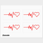 hartslag rechthoekige sticker (Vel)