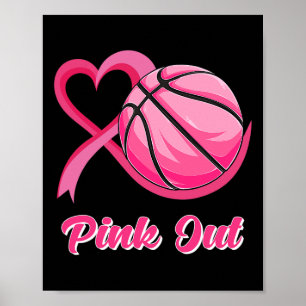 Hartslag Ribbon Basketball Pink Out Breast Cancer  Poster