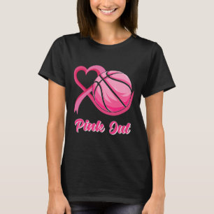 Hartslag Ribbon Basketball Pink Out Breast Cancer T-shirt