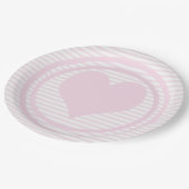 Hartslag, roze en witte strepen papieren bordje (Gekanteld)