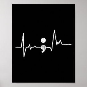 Hartslag Semicolon Zelfmoordpreventie Bewustzijn G Poster