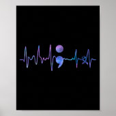 Hartslag Semicolon Zelfmoordpreventie Bewustzijn Poster (Voorkant)