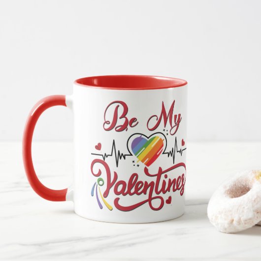 Hartslag trots Hart, mijn valentijn Mok (Met donut)