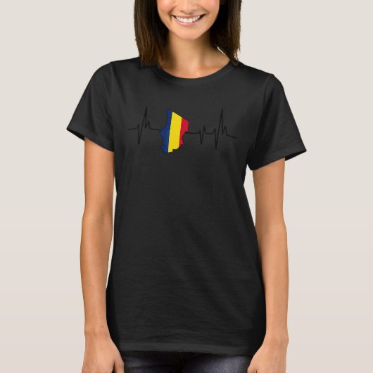 Hartslag Tsjaadse vlag T-shirt (Voorkant)