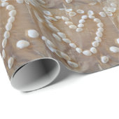 Hartslag van de witte zeeschelp, Summer Beach Ocea Cadeaupapier (Rol Hoek)