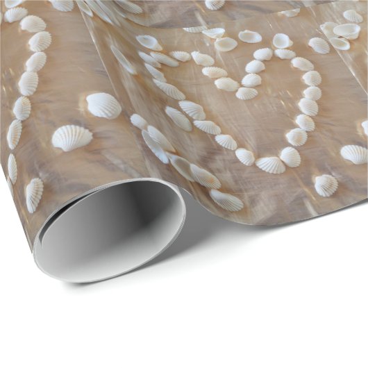 Hartslag van de witte zeeschelp, Summer Beach Ocea Cadeaupapier (Rol Hoek)