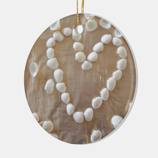 Hartslag van de witte zeeschelp, Summer Beach Ocea Keramisch Ornament (Links)