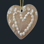 Hartslag van de witte zeeschelp, Summer Beach Ocea Keramisch Ornament<br><div class="desc">Hartslag van de witte zeeschelp,  Summer Beach Ocean Love</div>