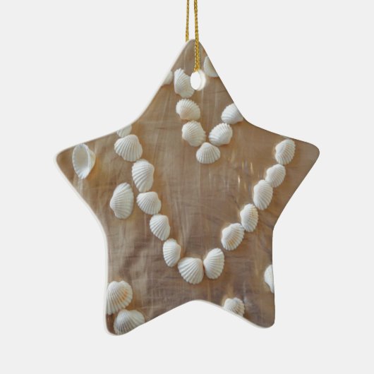 Hartslag van de witte zeeschelp, Summer Beach Ocea Keramisch Ornament (Rechts)