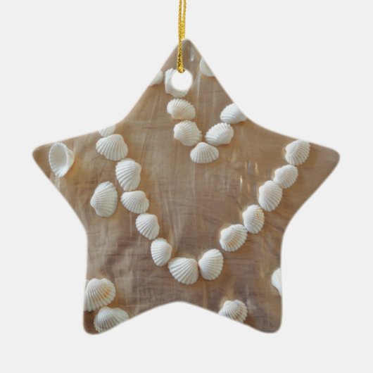Hartslag van de witte zeeschelp, Summer Beach Ocea Keramisch Ornament (Voorkant)