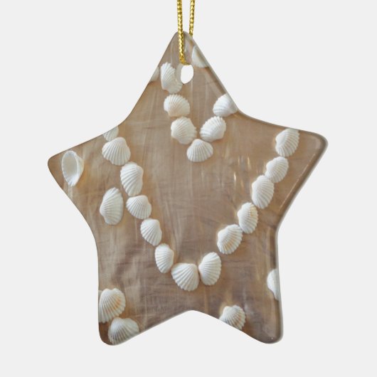 Hartslag van de witte zeeschelp, Summer Beach Ocea Keramisch Ornament (Links)