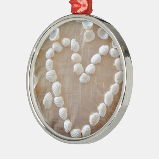 Hartslag van de witte zeeschelp, Summer Beach Ocea Metalen Ornament (Links)