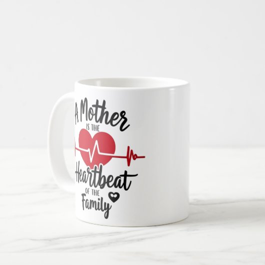 Hartslag van familie koffiemok (Voorkant links)