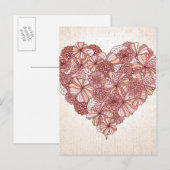 Hartslag van handgetekende bloemen briefkaart (Voorkant / Achterkant)