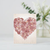 Hartslag van handgetekende bloemen briefkaart (Staand voorkant)