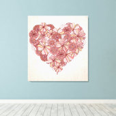 Hartslag van handgetekende bloemen canvas afdruk (Insitu (Houten vloer))