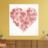 Hartslag van handgetekende bloemen canvas afdruk (Insitu (Woonkamer))