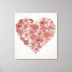 Hartslag van handgetekende bloemen canvas afdruk