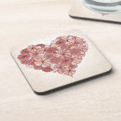 Hartslag van handgetekende bloemen drankjes onderzetter (Linkerzijde)