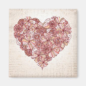 Hartslag van handgetekende bloemen magneet (Voorkant)