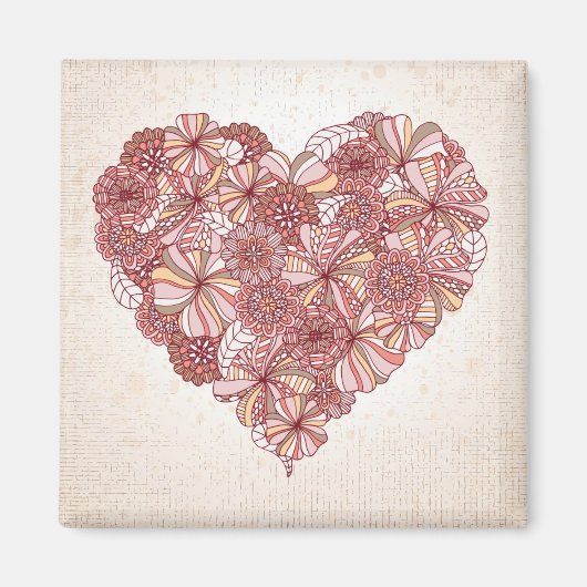 Hartslag van handgetekende bloemen magneet (Voorkant)