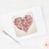 Hartslag van handgetekende bloemen vierkante sticker (Envelop)