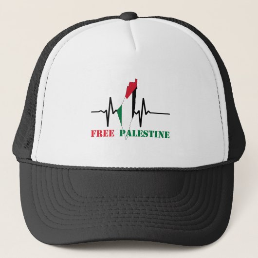 Hartslag van Palestina-Free Palestine Kaart stop o Trucker Pet (Voorkant)