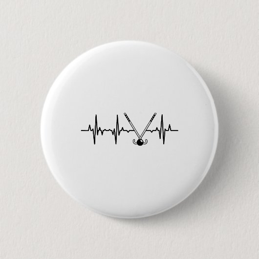 Hartslag veldhockeyspeler hartlijn  ronde button 5,7 cm (Voorkant)