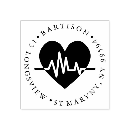 Hartslag verpleegkundige ROND RETOURADRES Rubberstempel (Afrduk)