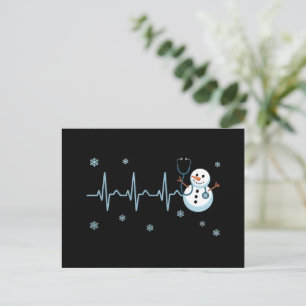 Hartslag Verpleegster Sneeuwman Kerstmis  Feestdagenkaart