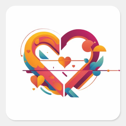 hartslag vierkante sticker (Voorkant)