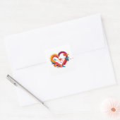 hartslag vierkante sticker (Envelop)