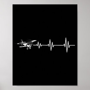 Hartslag Vliegend Vliegtuig Polslijn Retro Prop Vl Poster
