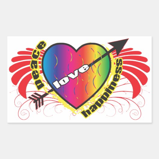 Hartslag voor vrede rechthoekige sticker (Voorkant)