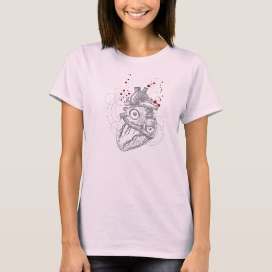 Hartslagen op roze shirt (Voorkant)