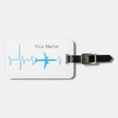 hartslagfrequentie van een vliegtuigpiloot bagagelabel (Voorkant horizontaal)