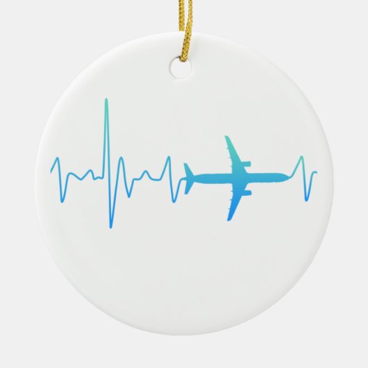  hartslagfrequentie van een vliegtuigpiloot keramisch ornament (Voorkant)