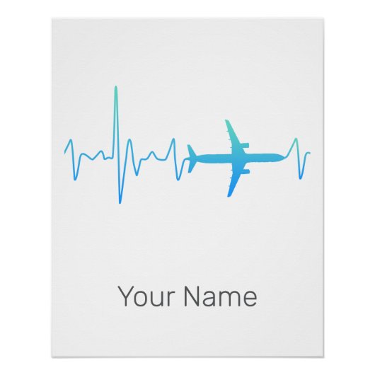 hartslagfrequentie van een vliegtuigpiloot perfect poster (Voorkant)