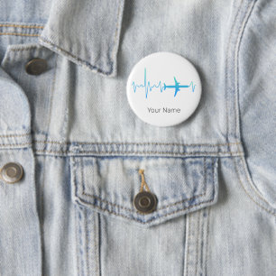 hartslagfrequentie van een vliegtuigpiloot ronde button 5,7 cm
