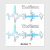  hartslagfrequentie van een vliegtuigpiloot sticker (Vel)