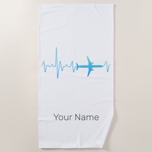  hartslagfrequentie van een vliegtuigpiloot strandlaken (Voorkant)