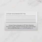 Hartslagtraining doel Kaart Afsprakenkaartje (Achterkant)