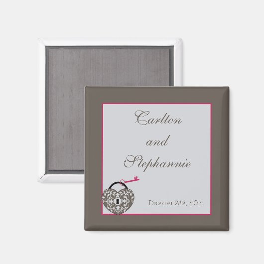 Hartslot Bruiloft Magneet Favor (Voorkant / Achterkant)